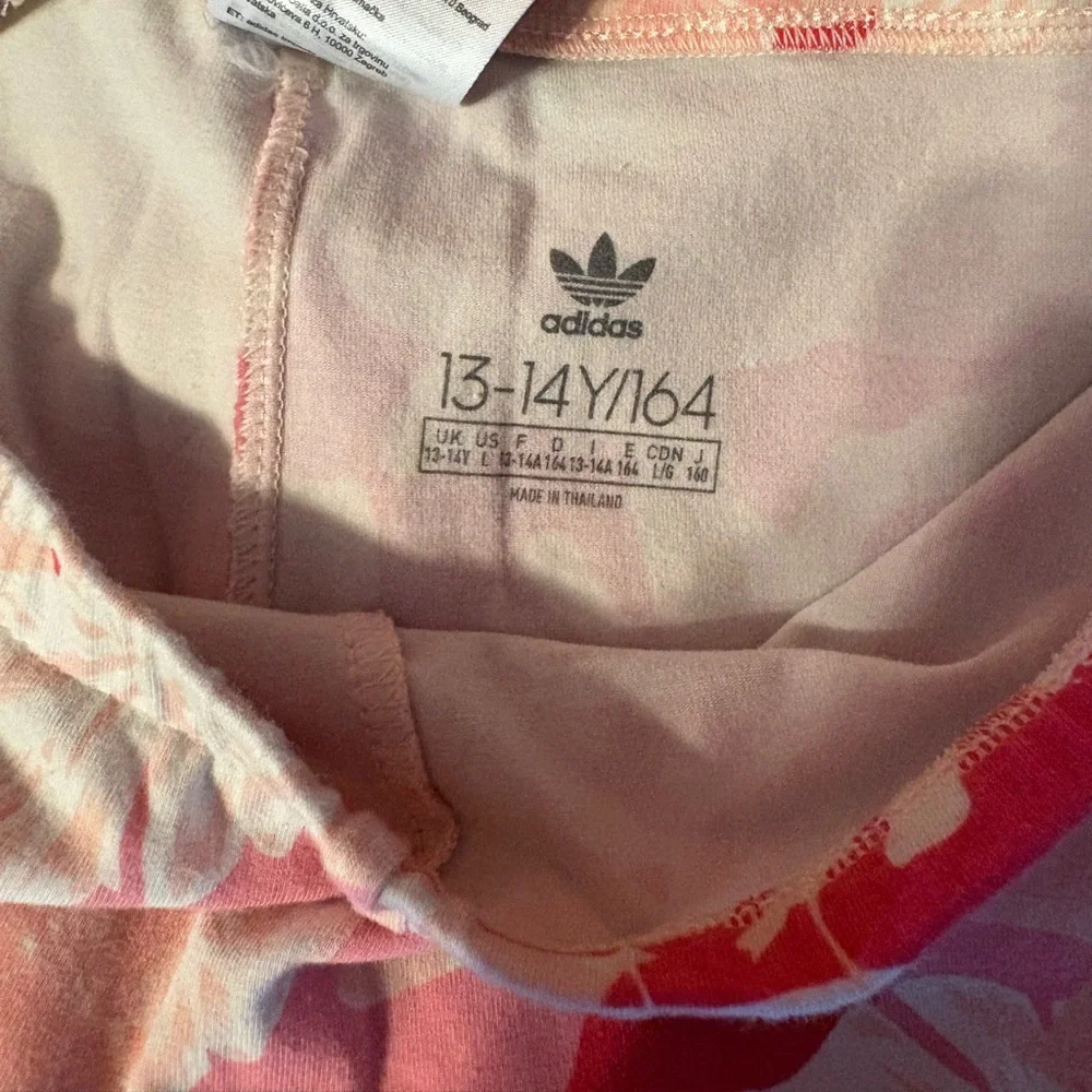Adidas Pink and White Floral Leggings - Picture 3 of 4